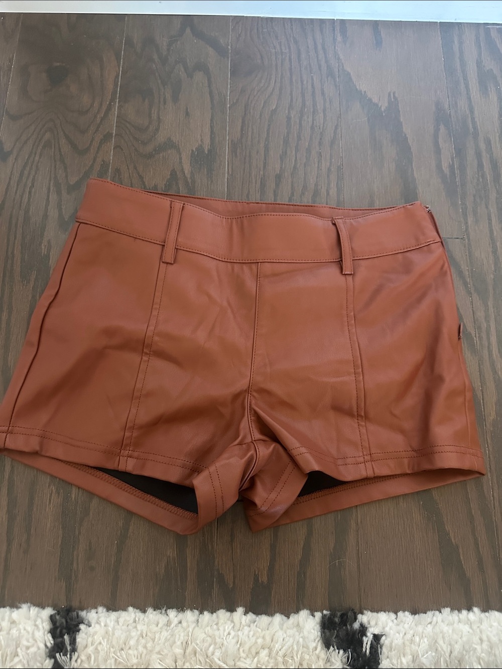 Women's Faux Leather High-Waist Shorts - Rust Color NWOT